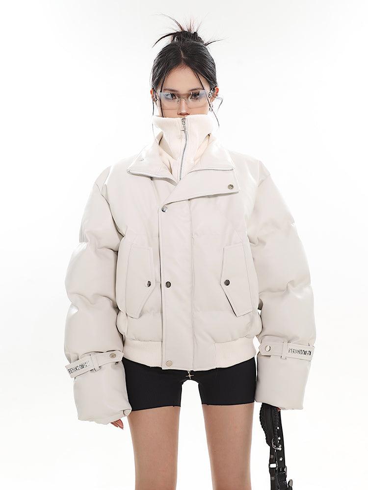 【Hot】High-end Fake Two-piece Stand-collar Short Cotton Jacket