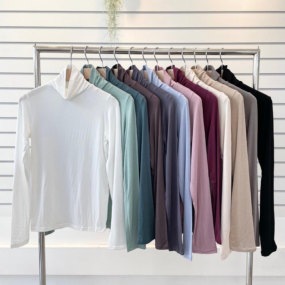 1+1 여성 목폴라티 목티 얇은 이너 레이어드 텐셀목폴라 반목 폴라티