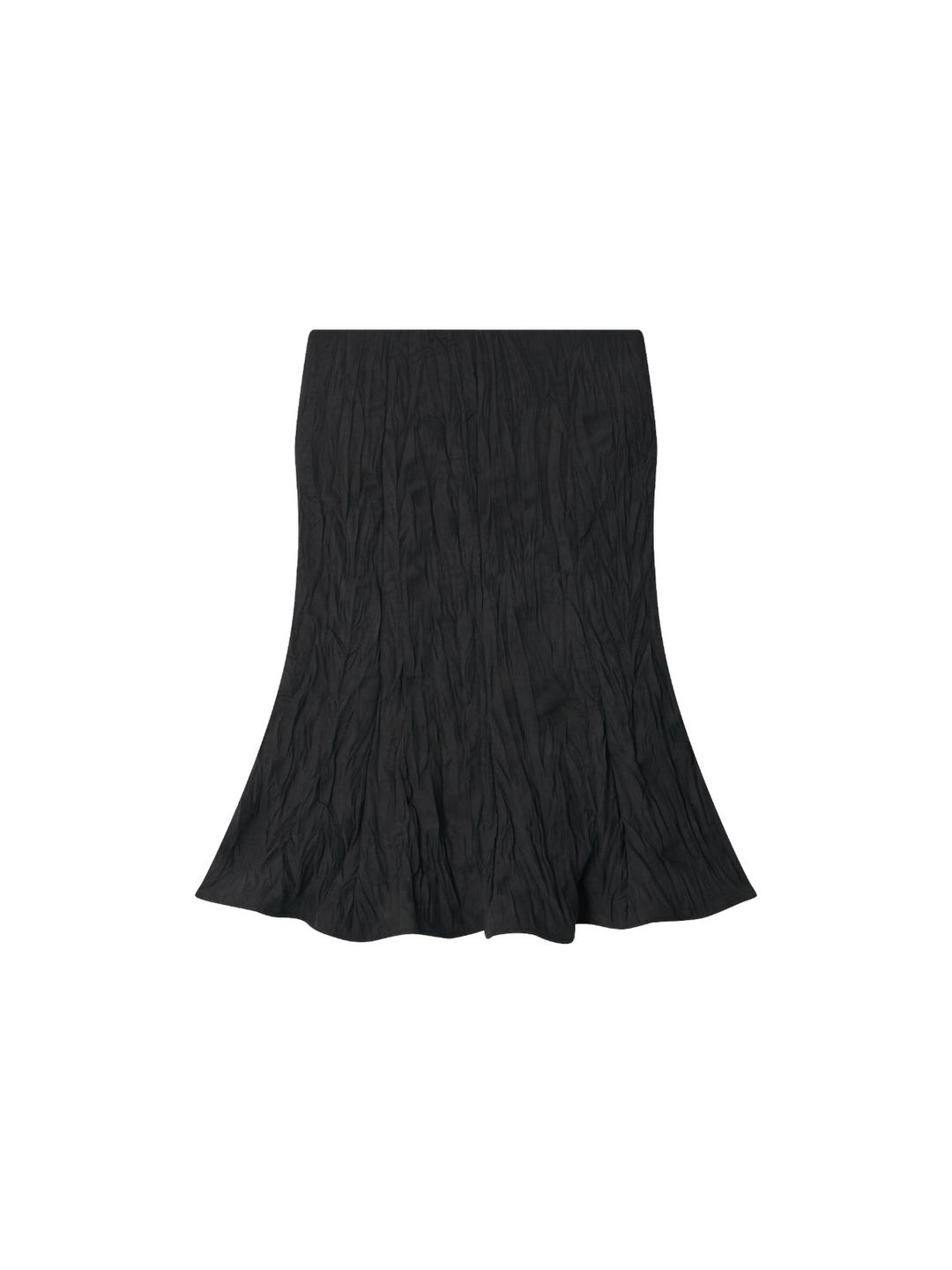 Wrinkle Midi Skirt - Black