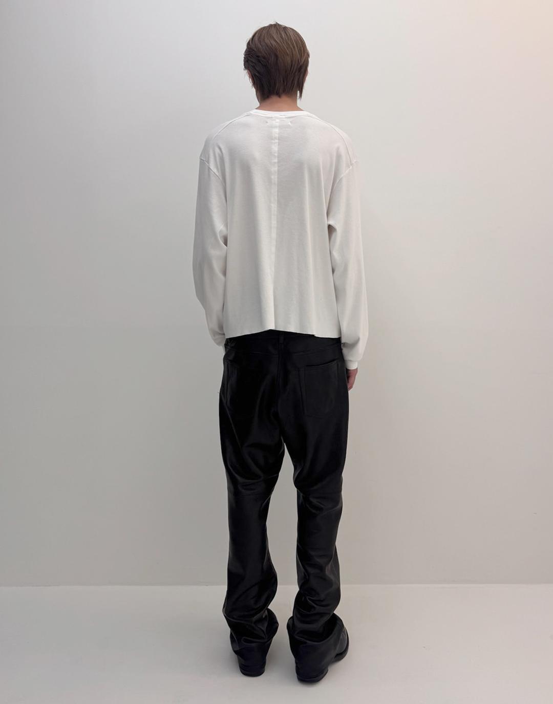 253 Cotton Rib Cropped Long Sleeve (White)