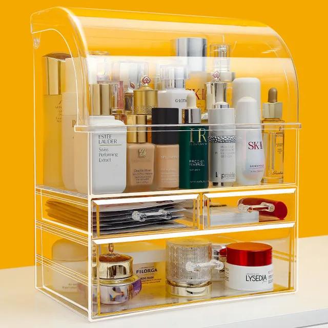 더클래식 대용량 아크릴 커버 뚜껑있는 특대형 화장품 정리함 정리대 진열대 데스크테리어 데스크정리 정리용품 소품 수납함