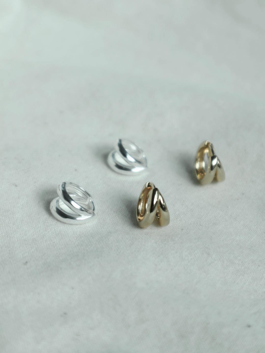 [925silver] DOUBLE ONE TOUCH EARRING (2COLOR)