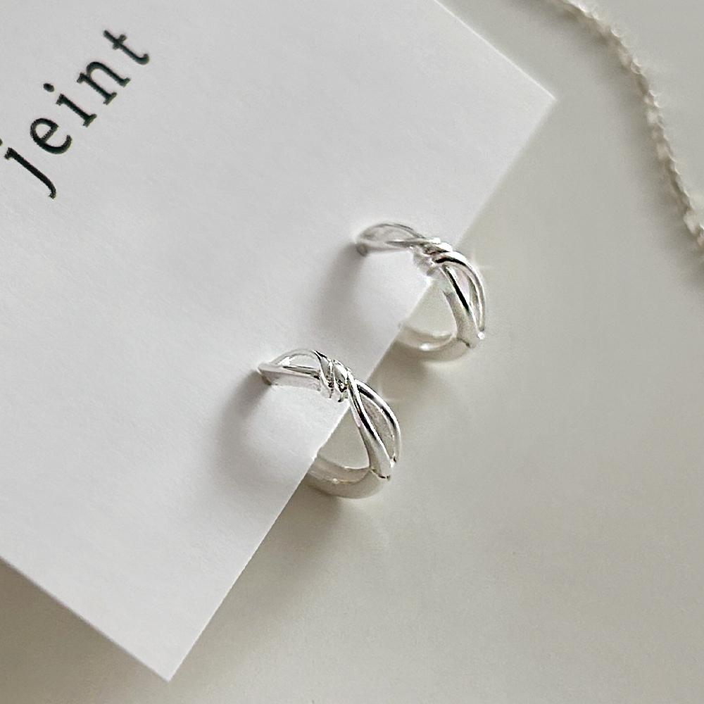 제인트 실버925 미니 리본 꼬임 원터치 은 링귀걸이