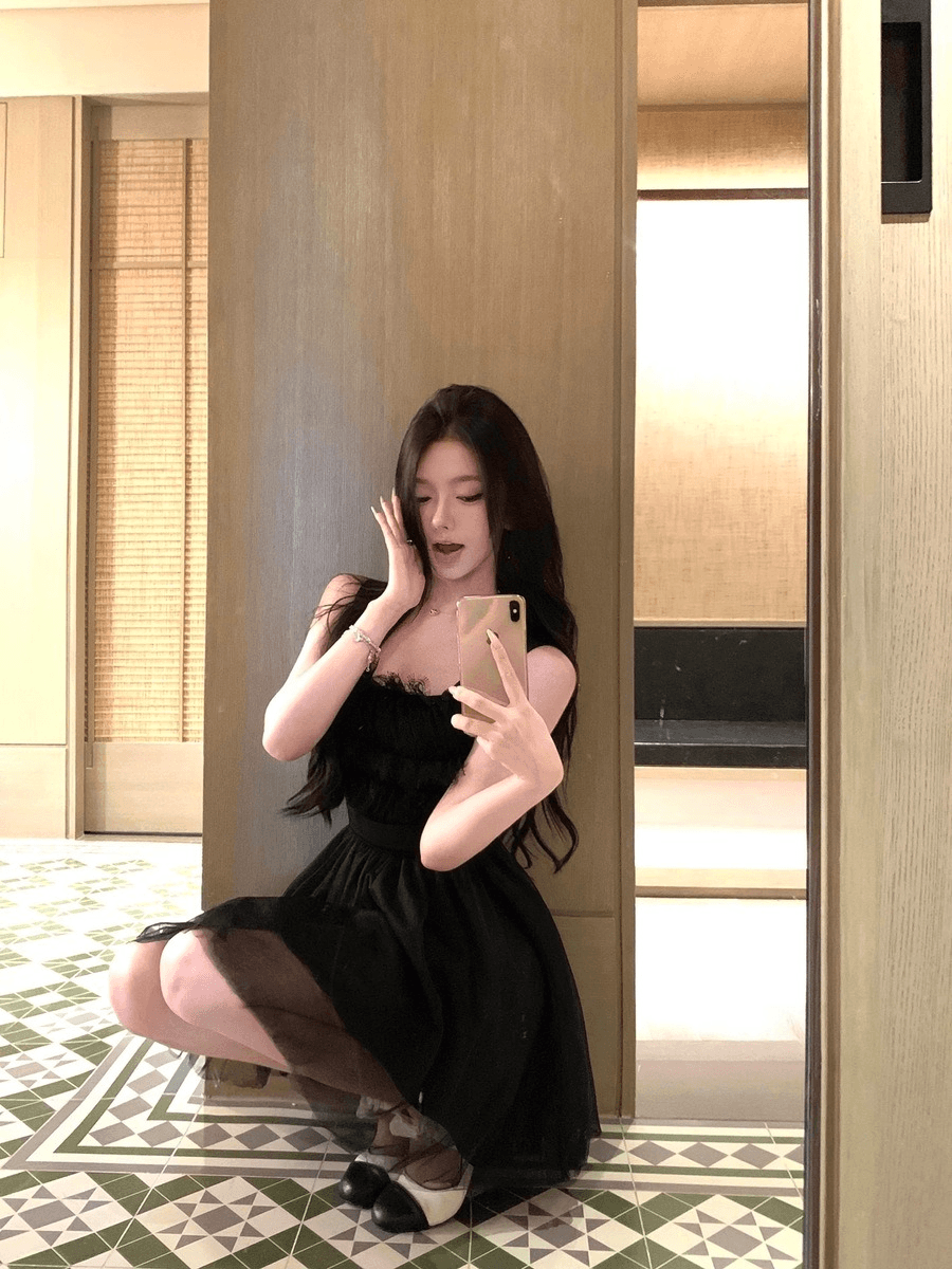 레이스 스티치 멀티 레이어 원피스