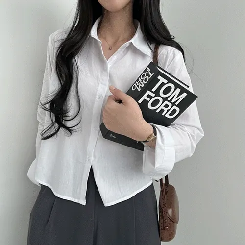 [면100/9color] 아몬드 코튼 베이직 크롭 남방, 셔츠