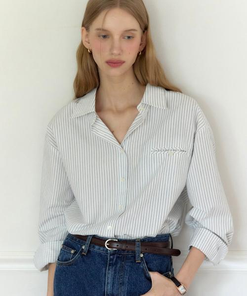 클레어 스트라이프 셔츠 - 블루