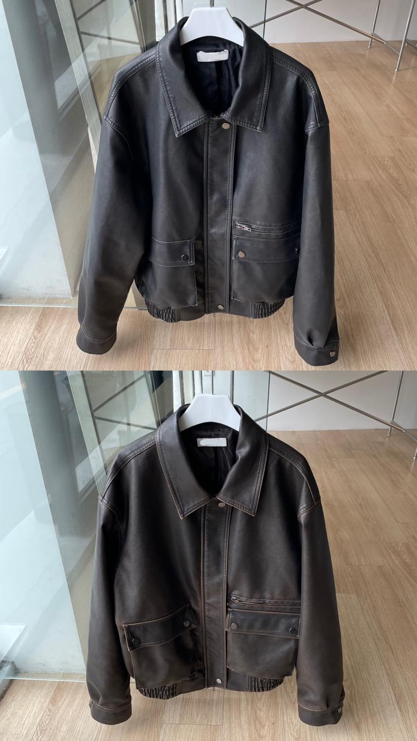 vintage leather blouson (2color)