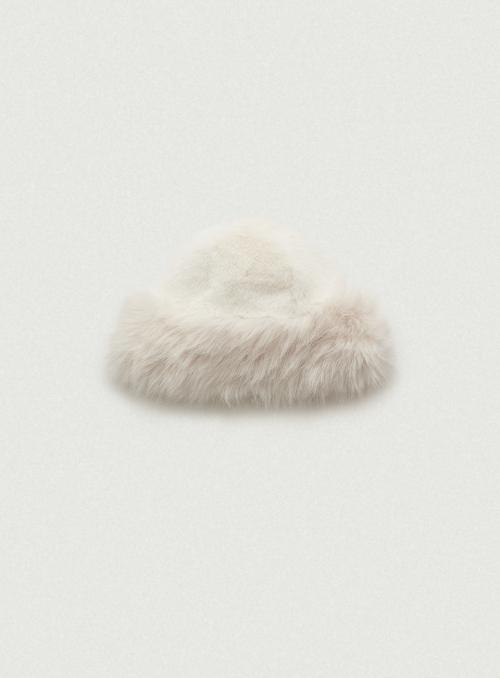 Marron Faux Fur Hat_Ivory