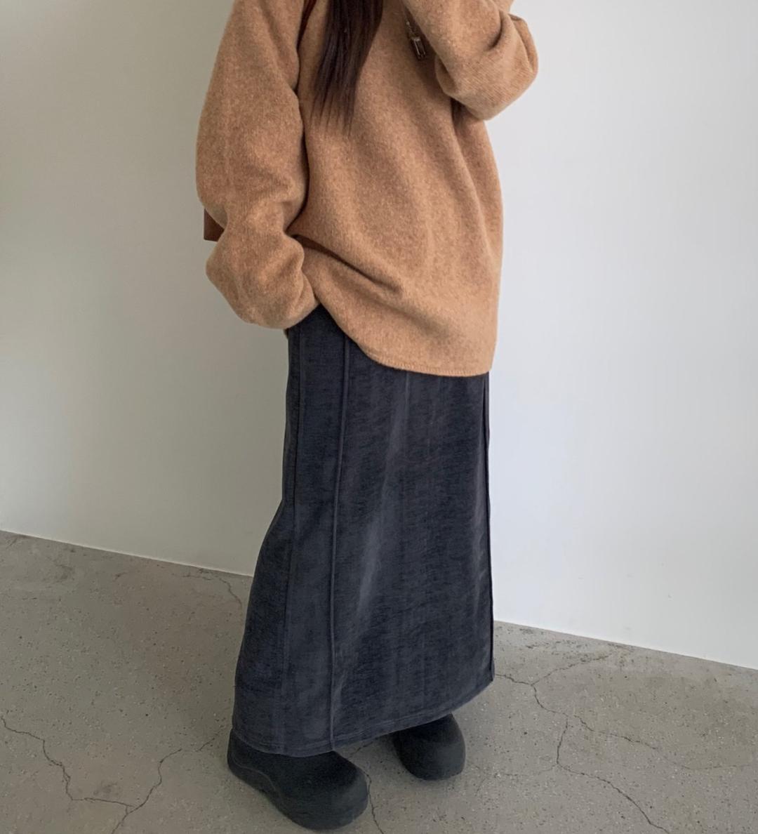 [차콜당일] 러브유쏘머치 나우 스커트 롱 맥시 벨벳 겨울 sk