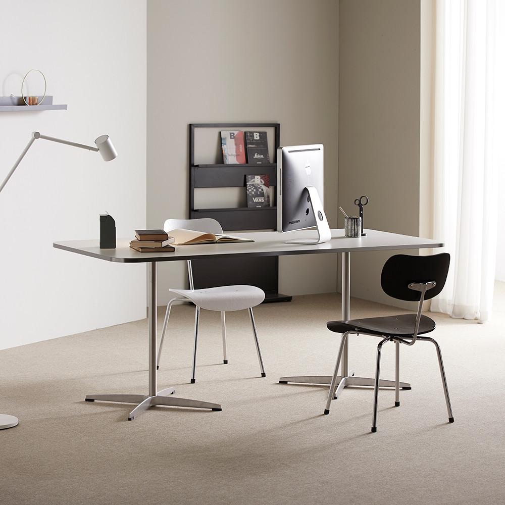 화이트 HPL 실버엣지 사각 미드센츄리 테이블 4인용 6인용 식탁 1400 1600 1800