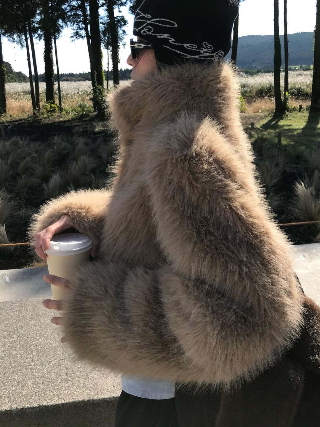 sophia fur jacket (beige)🔖nof pick