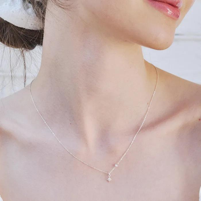 [silver925] dazzle star pearl necklace