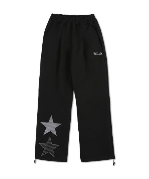 Starlight 아플리케 자수 핀턱 2-Way 와이드 트레이닝 스웨트 팬츠 AP1001 (블랙)