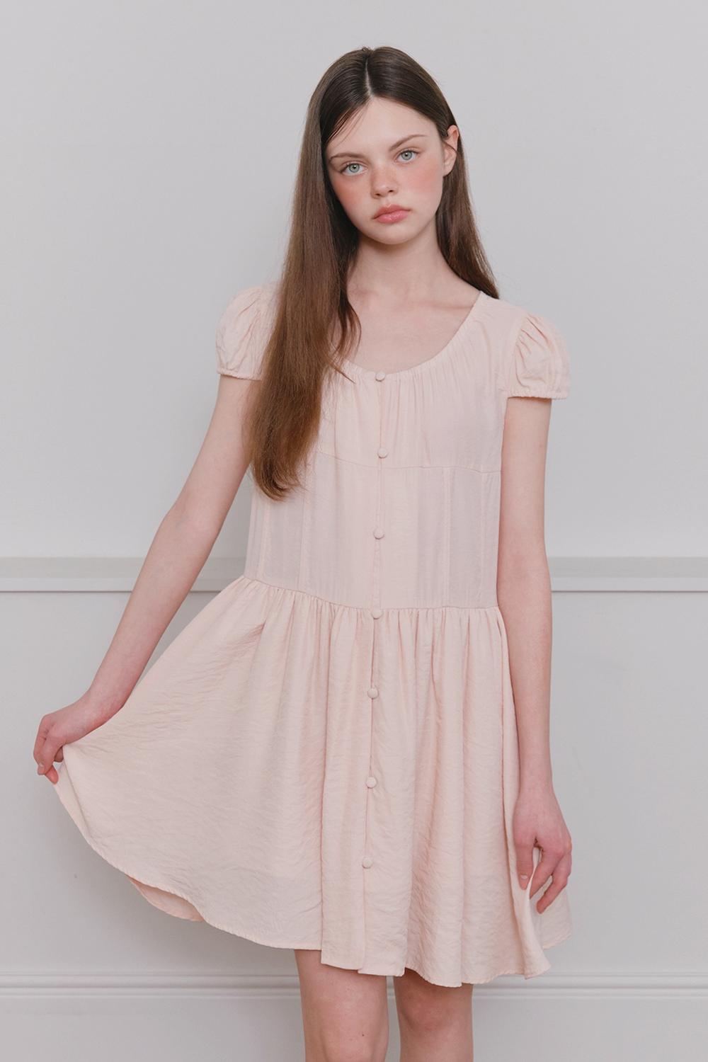 텐셀 글로우 퍼프 원피스_Shy Coral