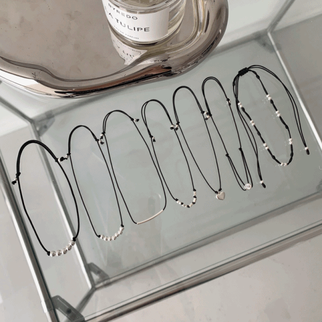 [MD추천/전체은] ﻿all silver 블랙 라인 포인트 파이프 볼 하트 큐빅 실팔찌 7type