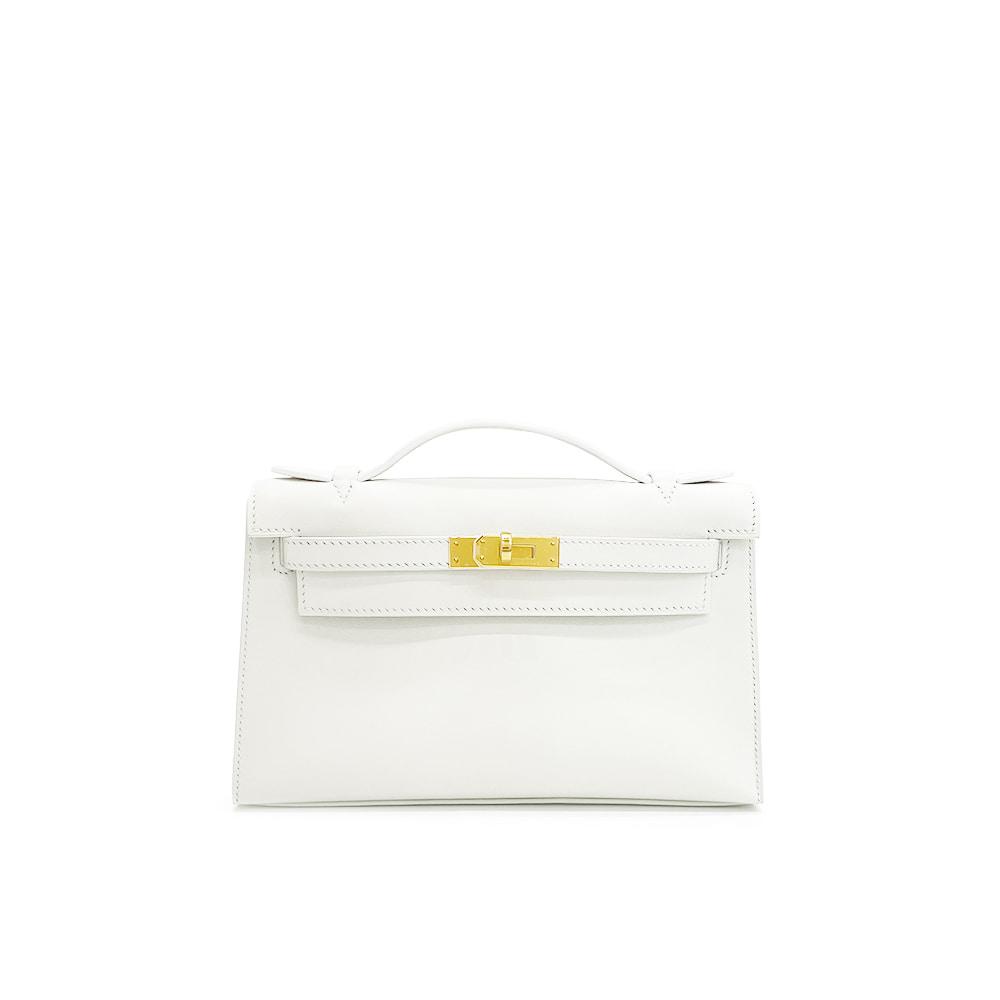 에르메스 미니켈리포쉐트 화이트 금장 U각인