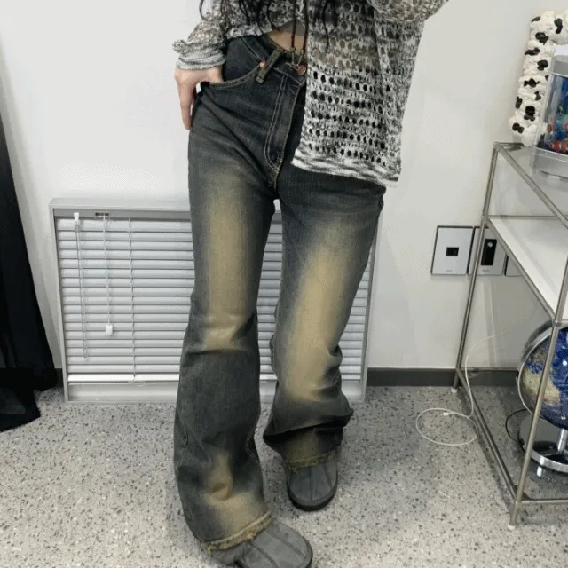 tint scratch boots-cut denim pants