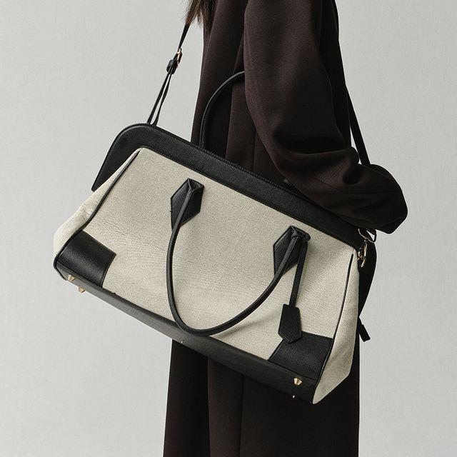 OPICLOTH 캔버스 레더 메신저백 (아이보리)