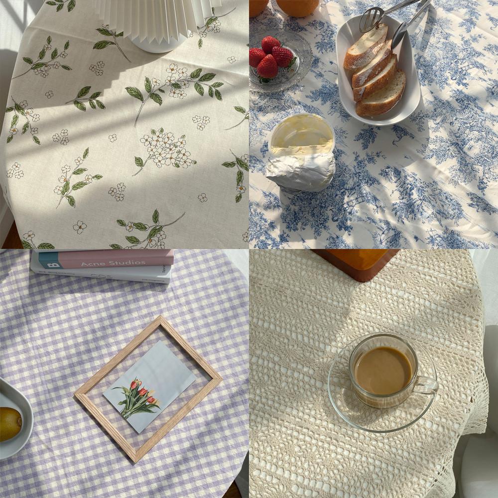 한스갤러리 방수 식탁보 원형 린넨 레이스 2인 4인 6인 식탁보 테이블보