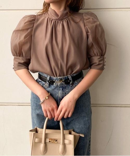 SNIDEL（スナイデル）の「ハーフスリーブオーガンジーブラウス（シャツ/ブラウス）」 - WEAR