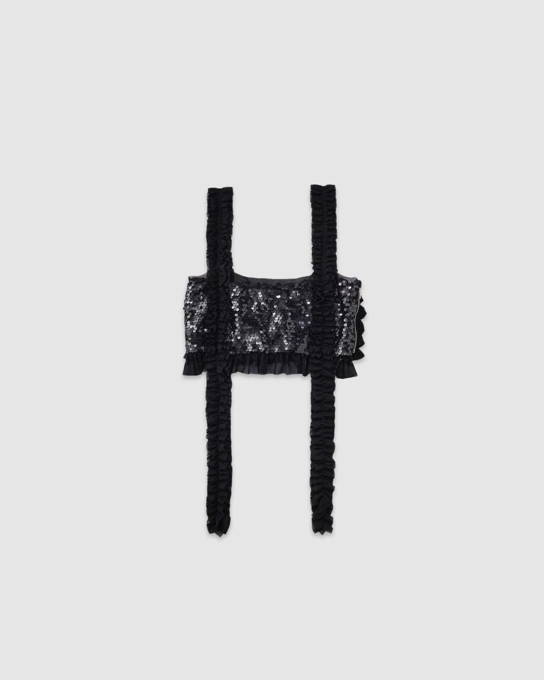 【受注販売】 2way spangle frill bustier (black)