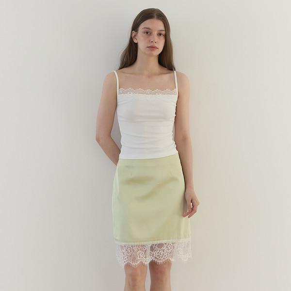 LACE SATIN SKIRT (LIME)(5월 7일 예약배송)