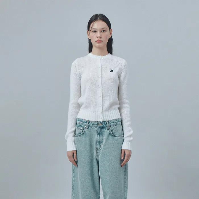 BUTTON HOLE KNIT CARDIGAN (IVORY)