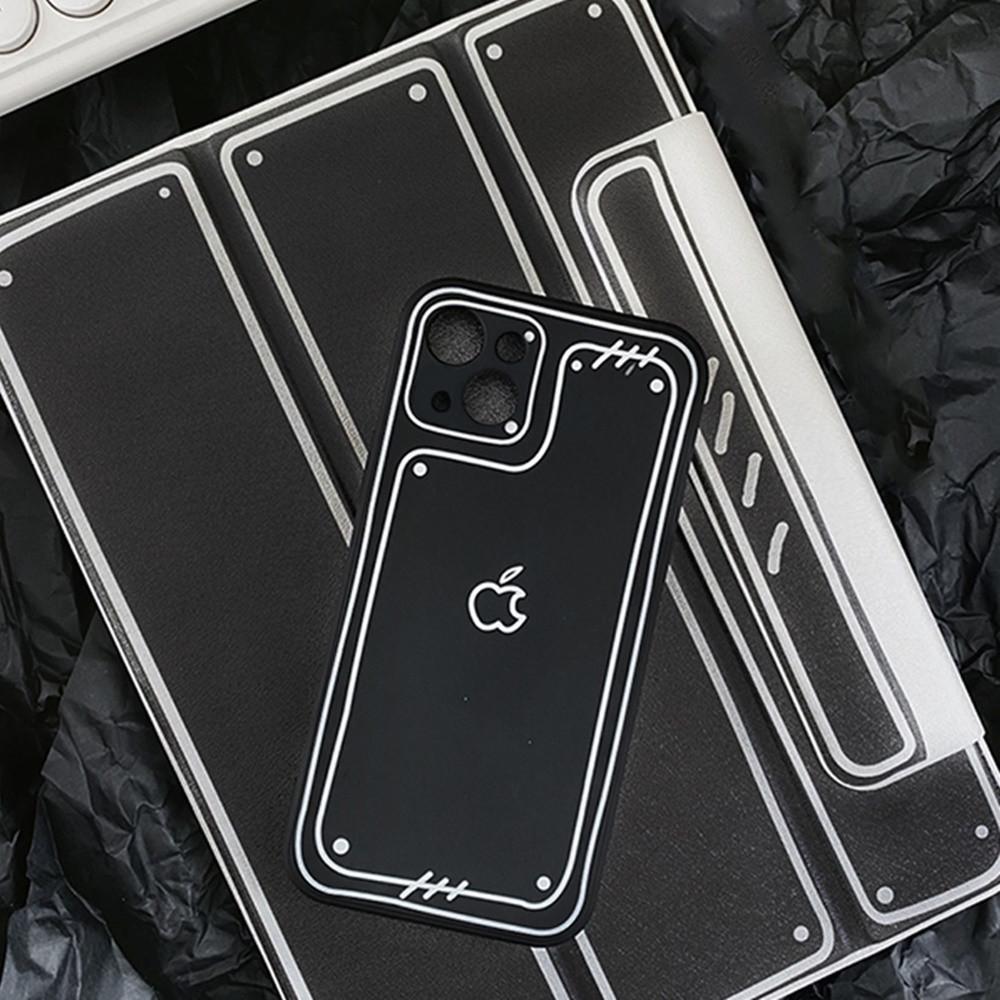 아이폰13미니 반투명 실리콘 블랙 특이한 디자인 빈티지 유니크 커스텀 풀커버 케이스