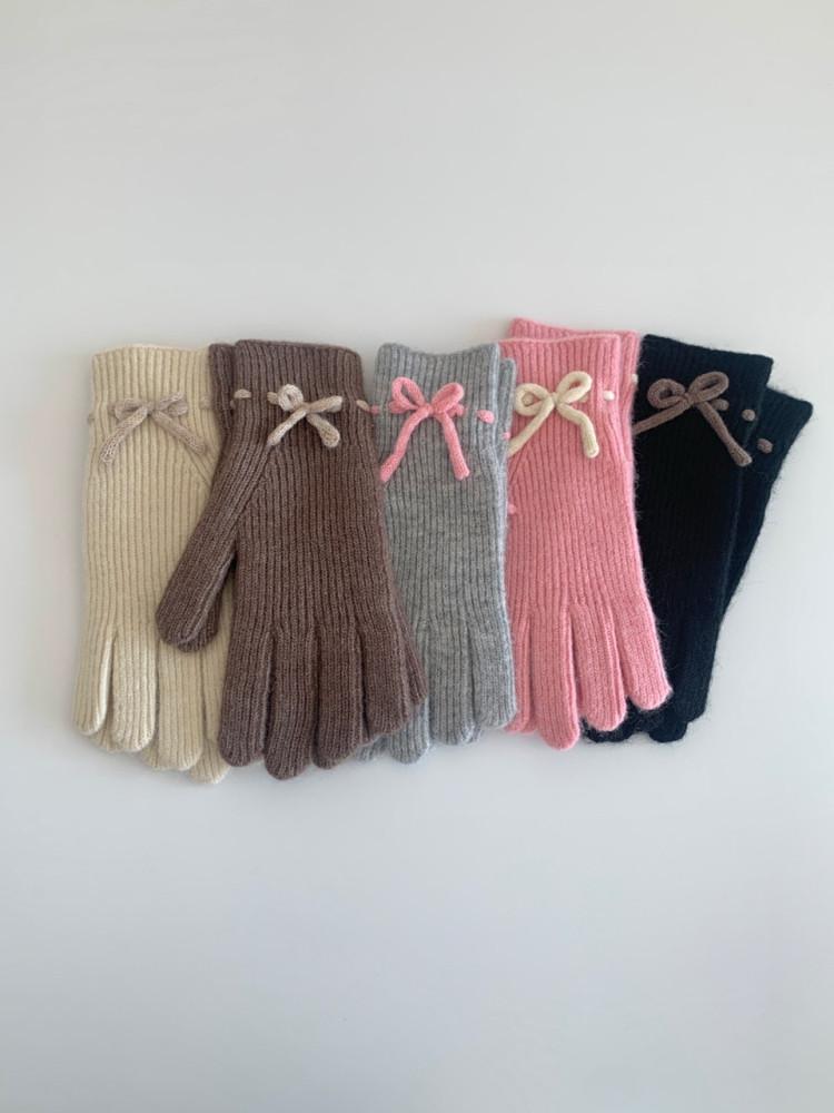 [바로배송] 리본 뜨개 장갑 (핸드폰 터치 가능, 패션 장갑)