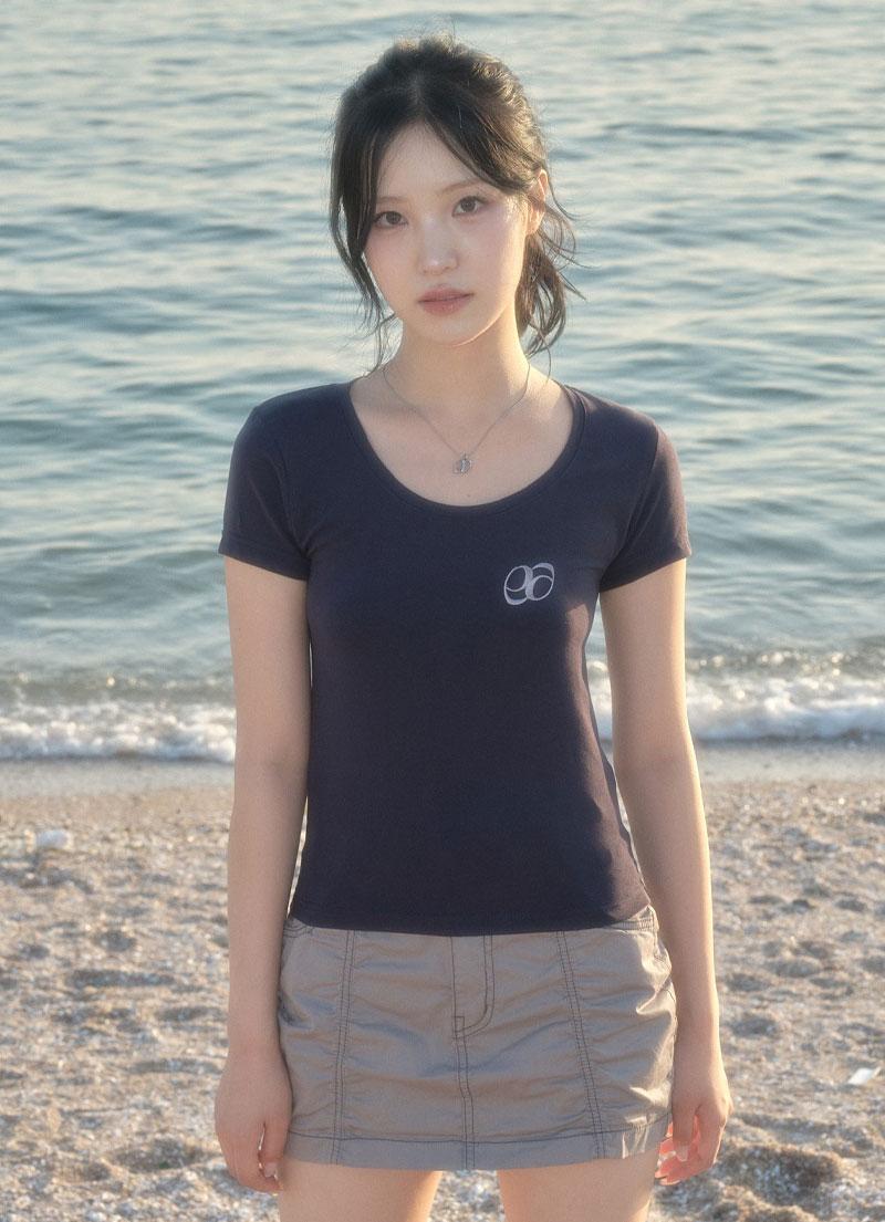 U NECK TEE / NAVY
