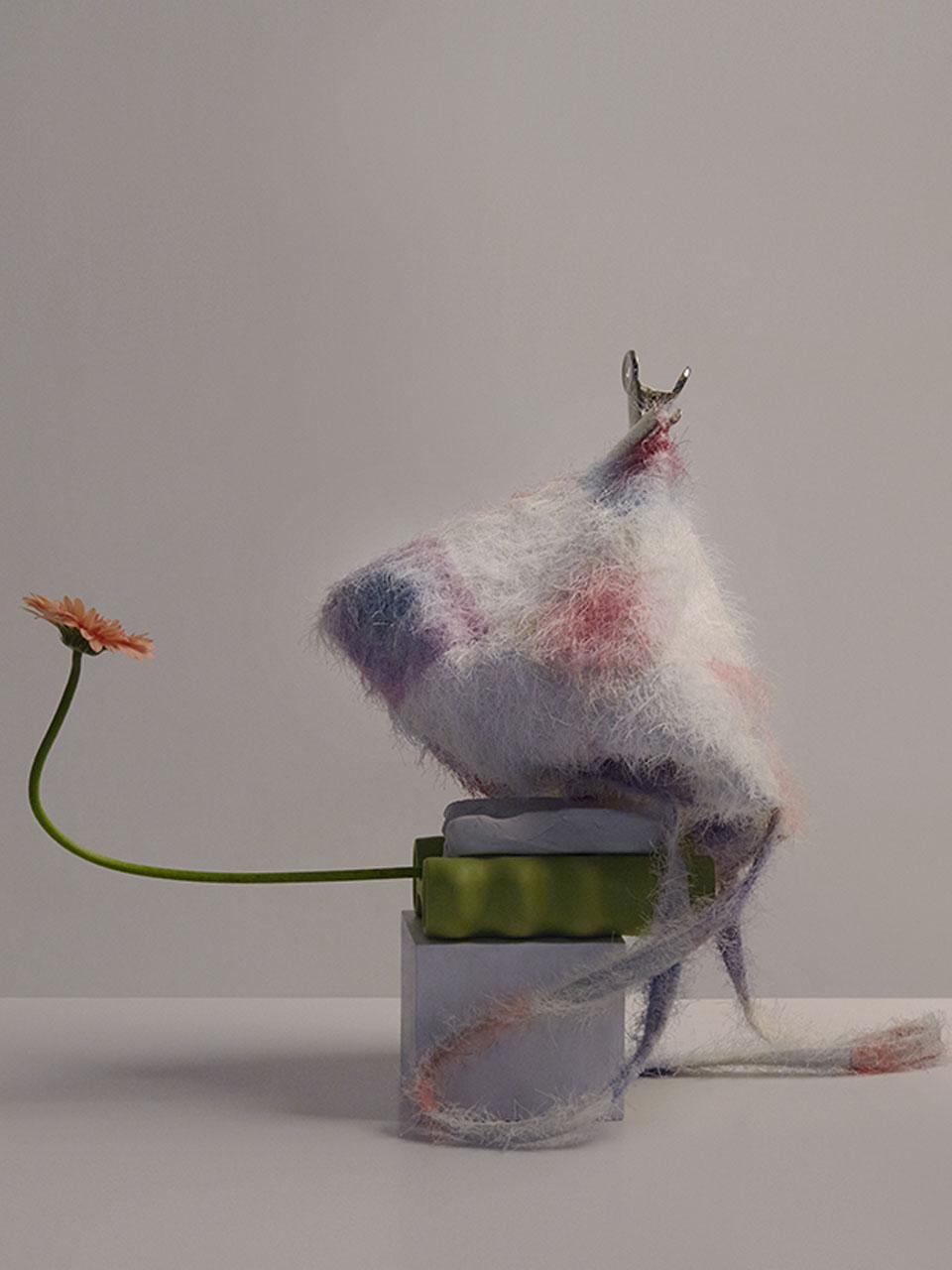 Fluffy check bag - Pastel