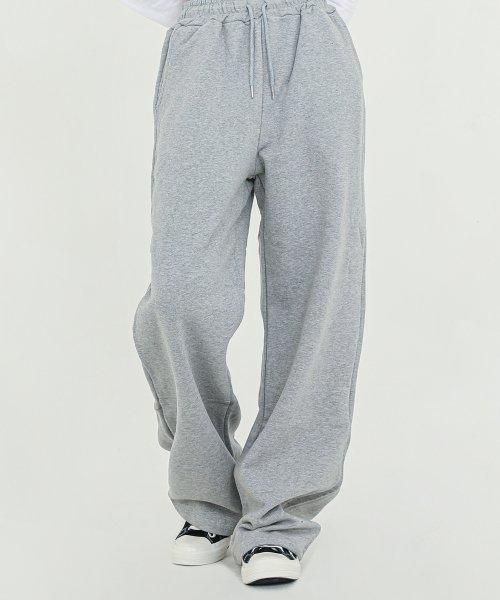 코튼 와이드 스웨트 팬츠 그레이