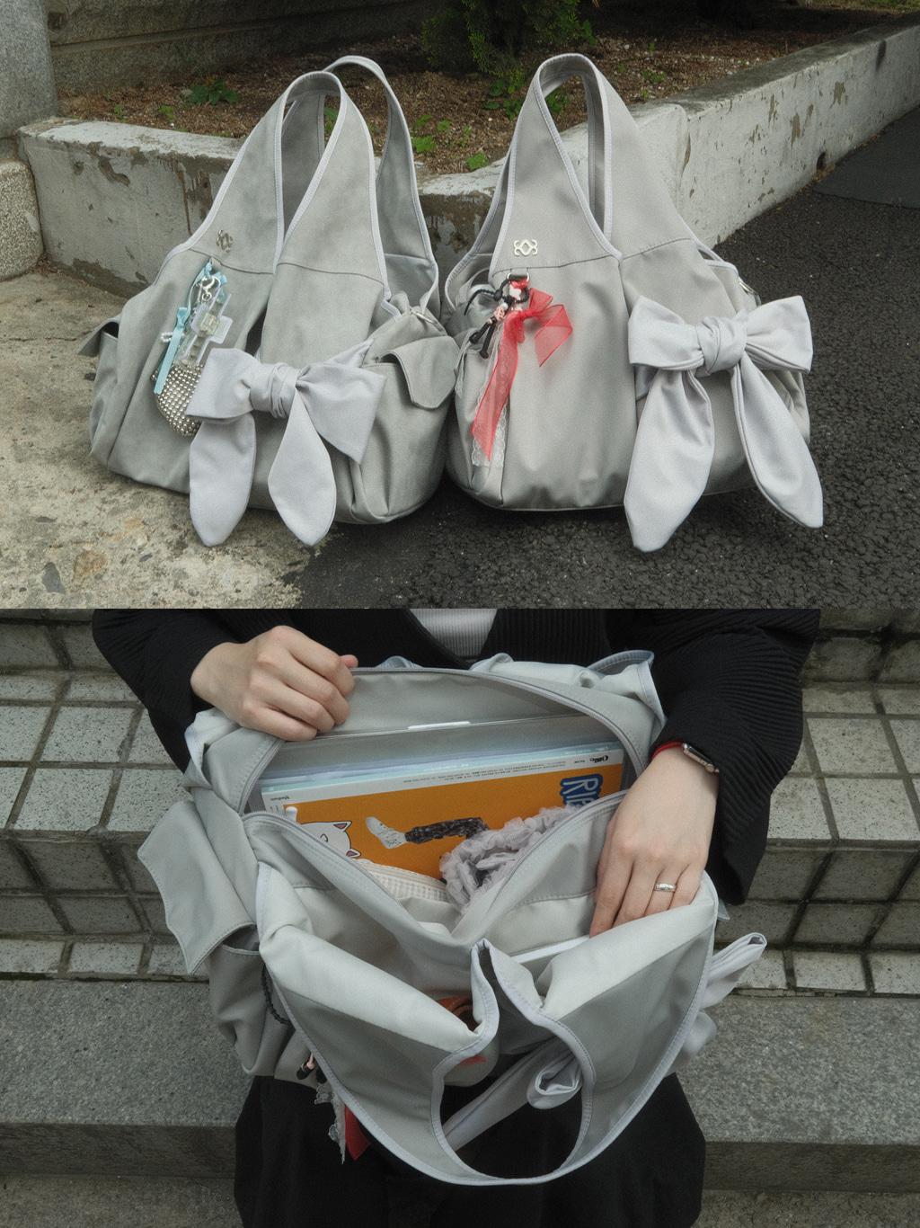 보우 숄더백 (나일론 라이트그레이)