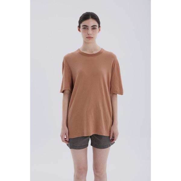[제임스펄스] WUC3842 CREPE JERSEY OVERSIZED SHORT SLEEVE CREW-NUTMEG