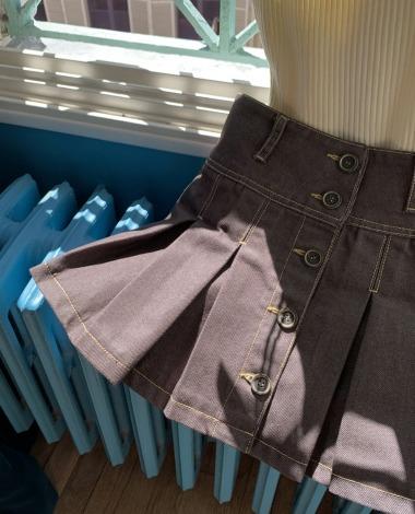 데님 플리츠 스커트