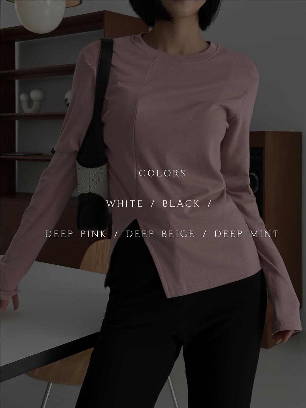 [무배/당배/MADE] 사선 트임 소프트 속기모 긴팔티