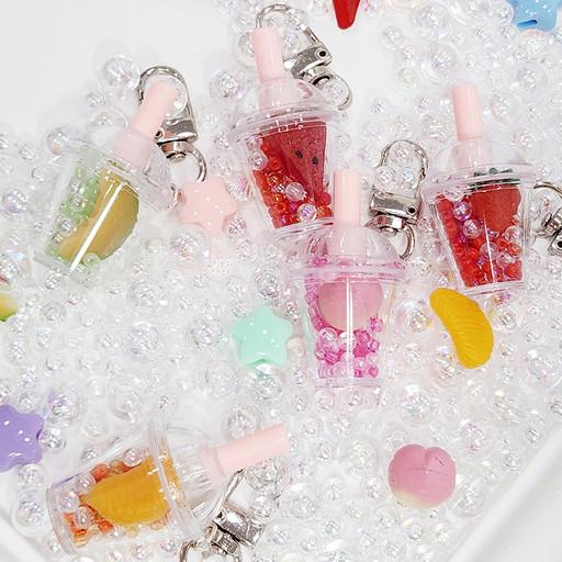 과일 생과일주스 컵 키링 바코드라벨 포장 카페오픈선물