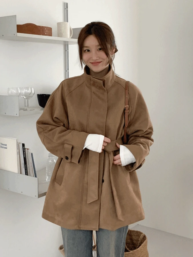 [당일배송/벨벳 퍼안감] 토스트 스웨이드 허리 끈 무스탕 3color