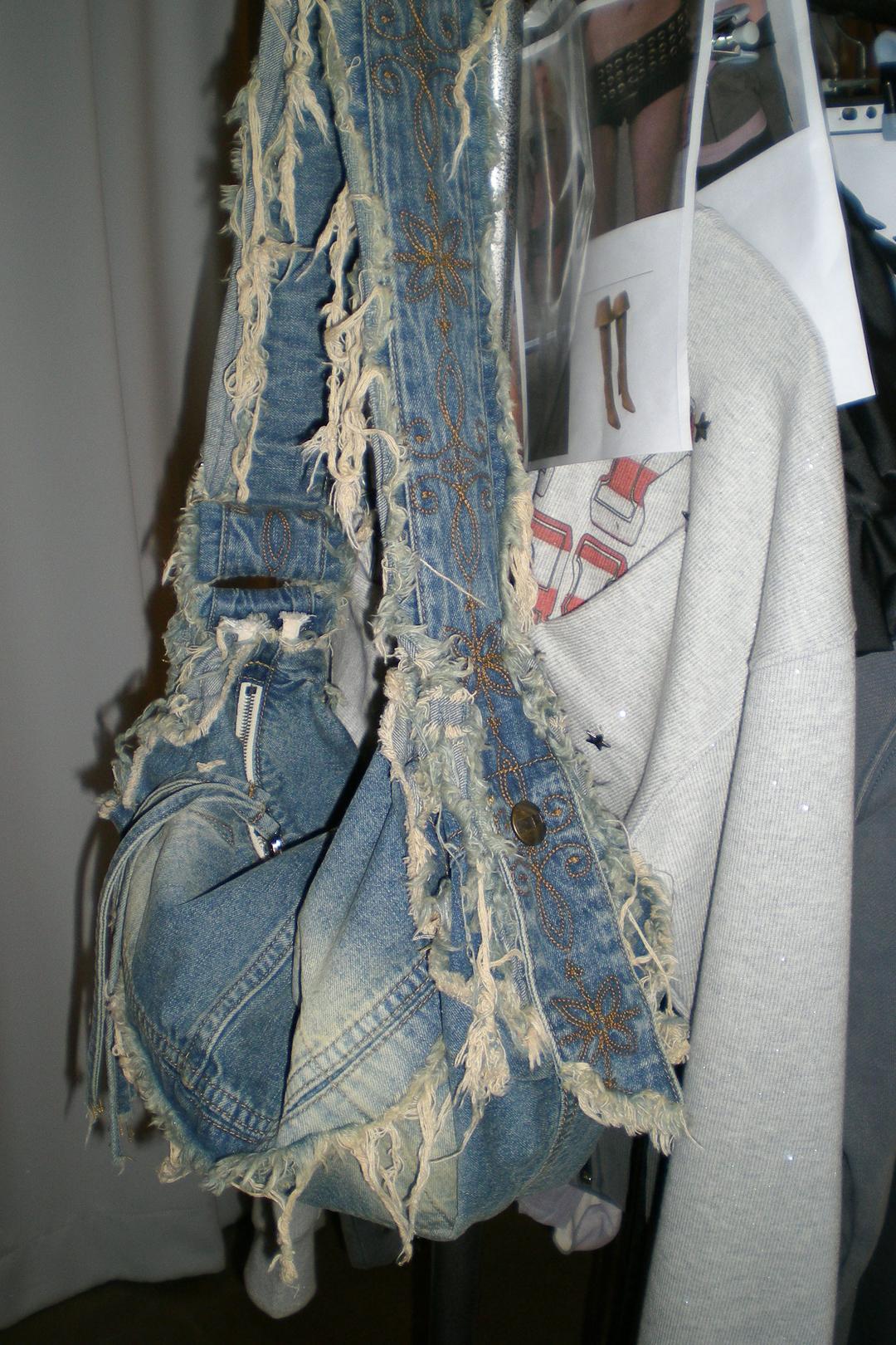 Destroyed Denim Duffel Bag Vintage Blue