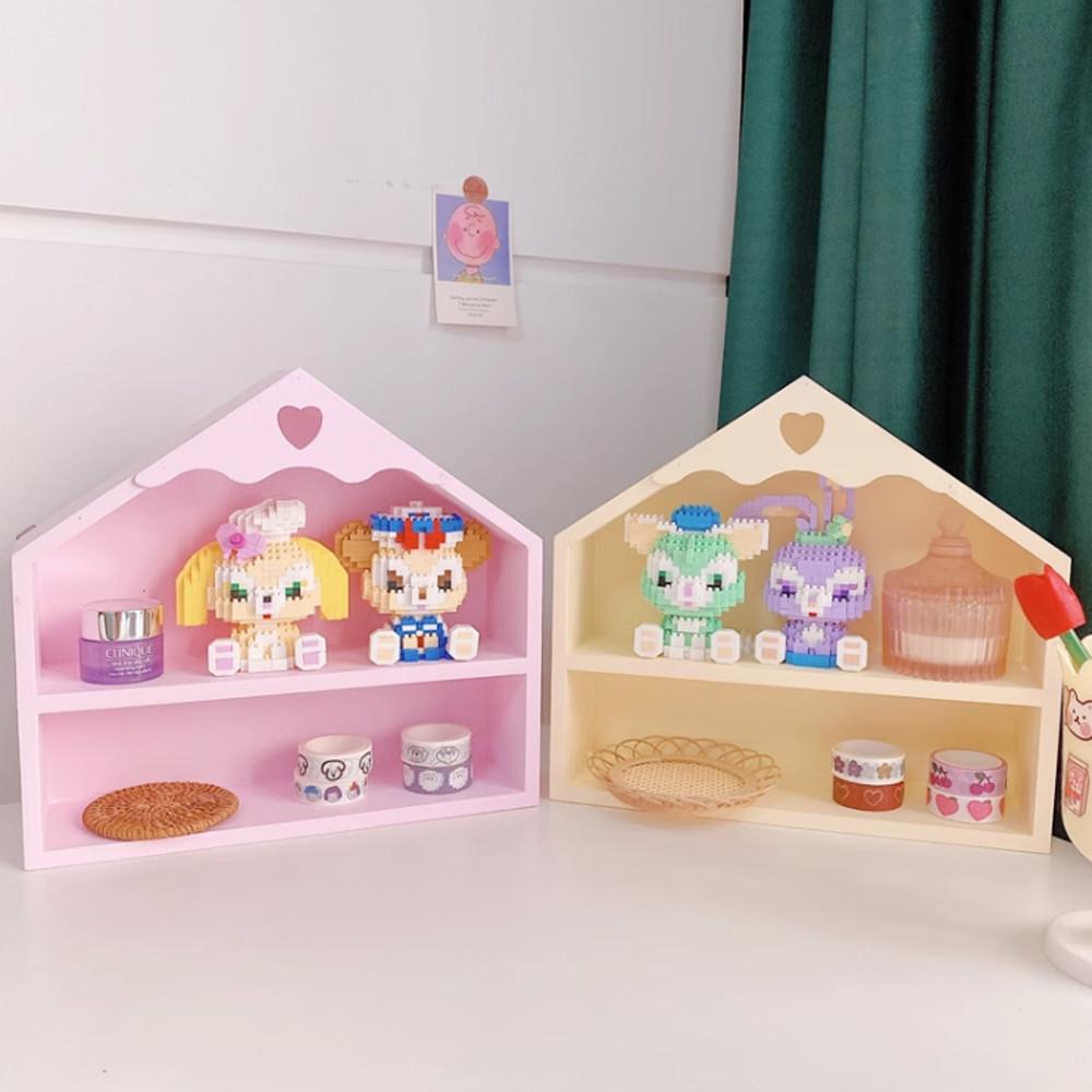 러블리 하우스 컬러 2단 미니선반 우드 수납장 소품 피규어진열 아이방꾸미기