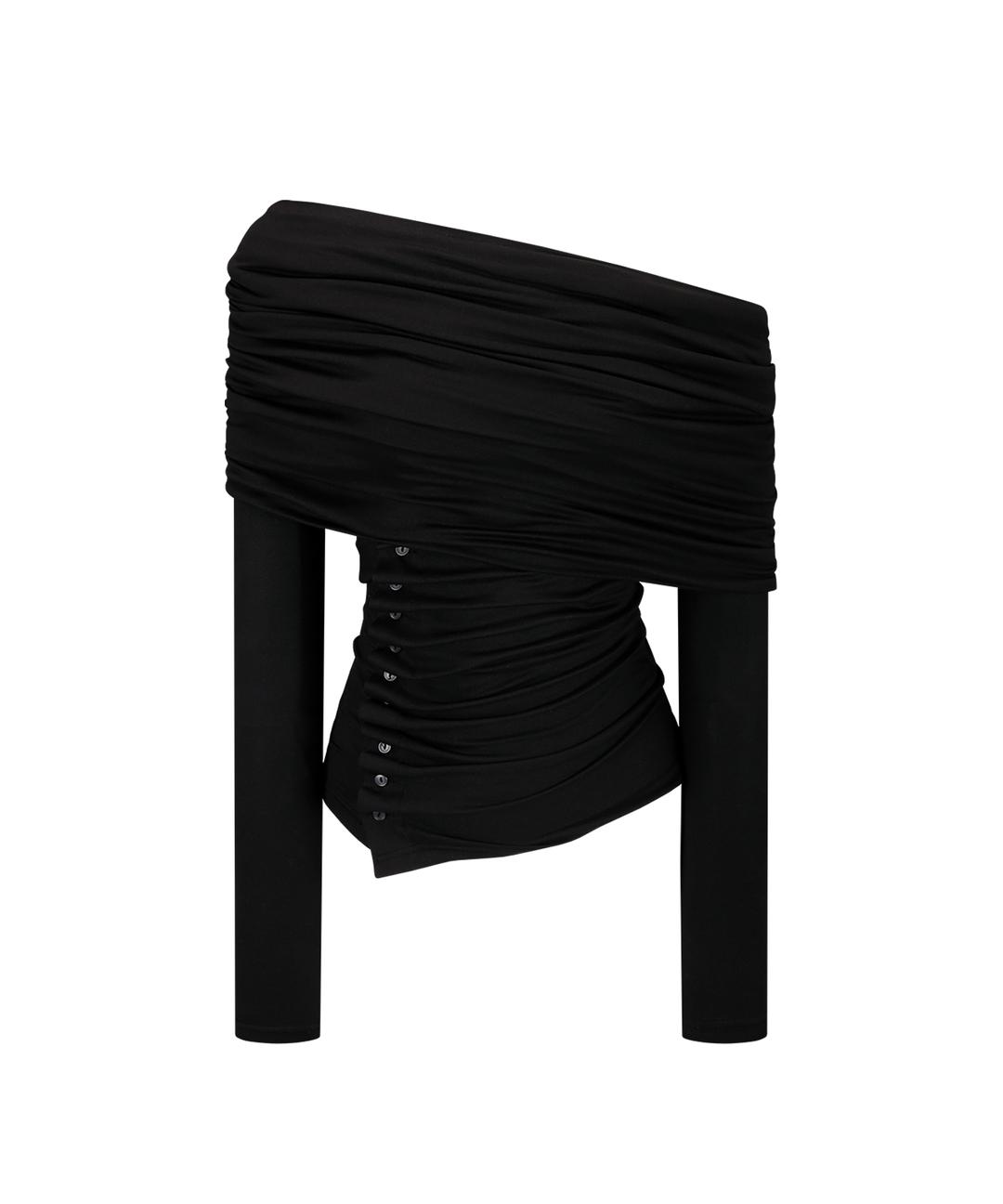 Cowl Button Long Sleeve Black