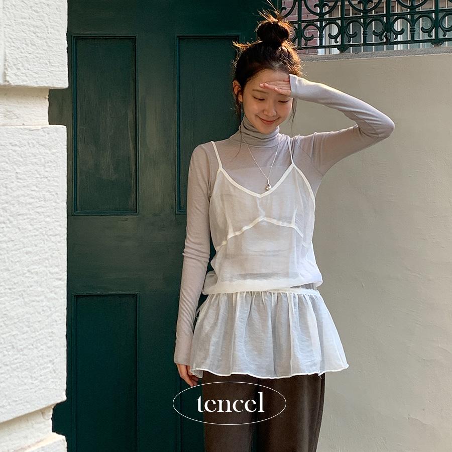 아더먼데이 [왕강추💗여리여리] 웬디 레이어드 원피스 허리리본 뷔스티에원피스 끈원피스 슬리브리스 미니원피스 블라우스 프릴블라우스 시스루 여리핏 이너템 레이어드블라우스 나시블라우스 하객룩