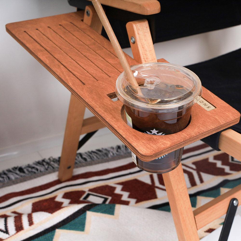 커밋체어 사이드 테이블 컵홀더 딥브라운