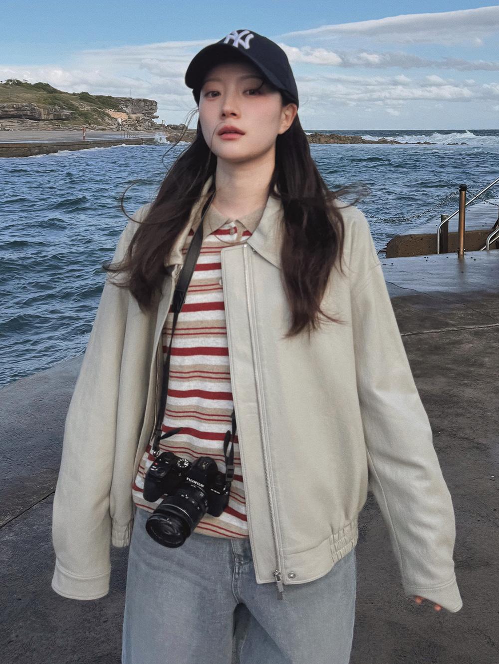 슬로우앤드 [주문폭주+무료배송!] made. 비전 오버핏 레더 블루종자켓 - 3 color