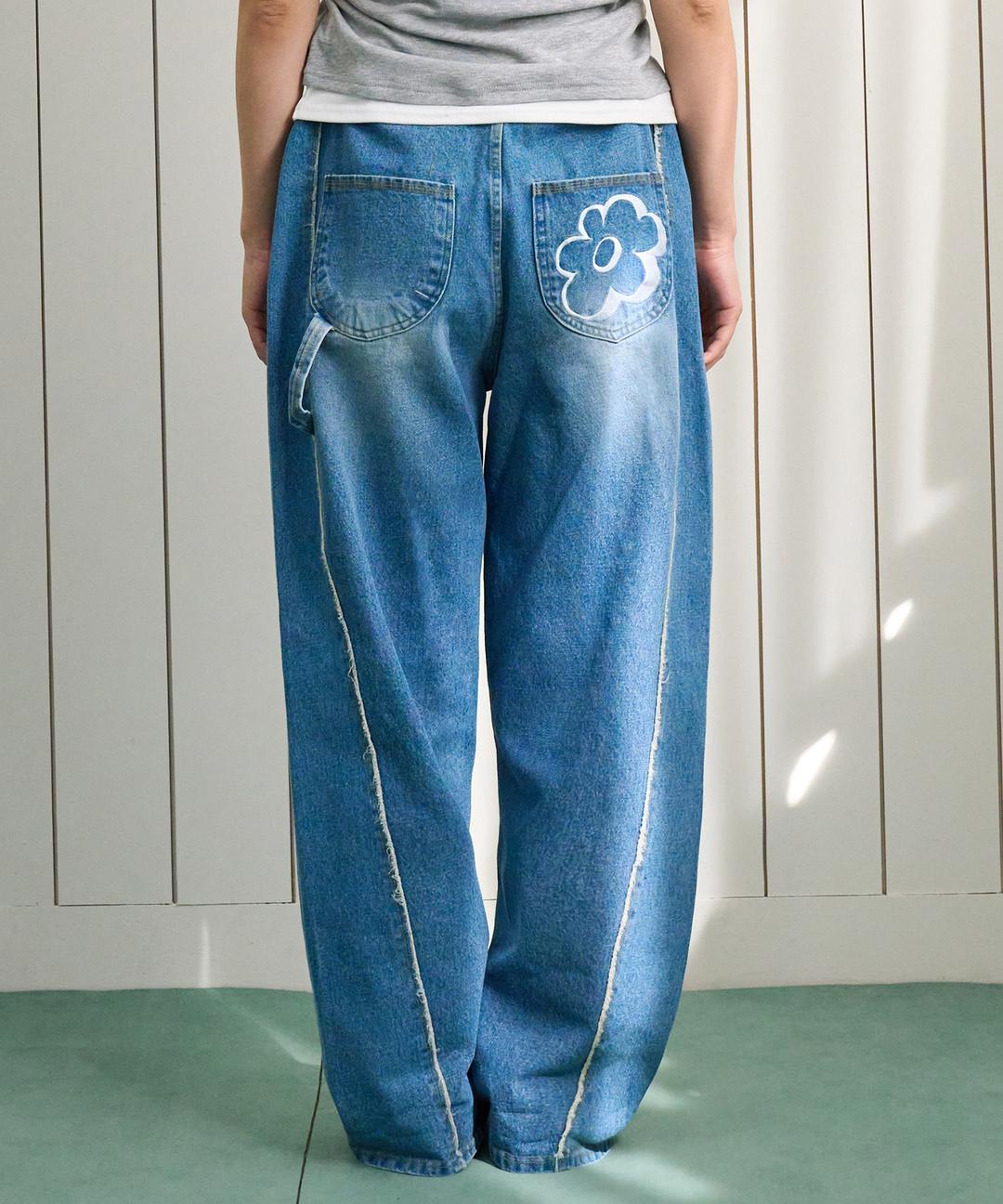 아워 플라워 워시드 데님 블루