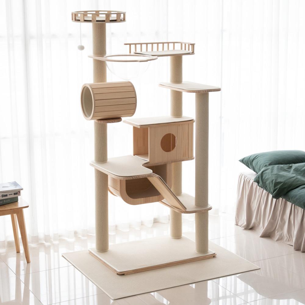 가르르 고양이 원목 캣폴 갤럭시캣타워 아이보리 삼줄기둥