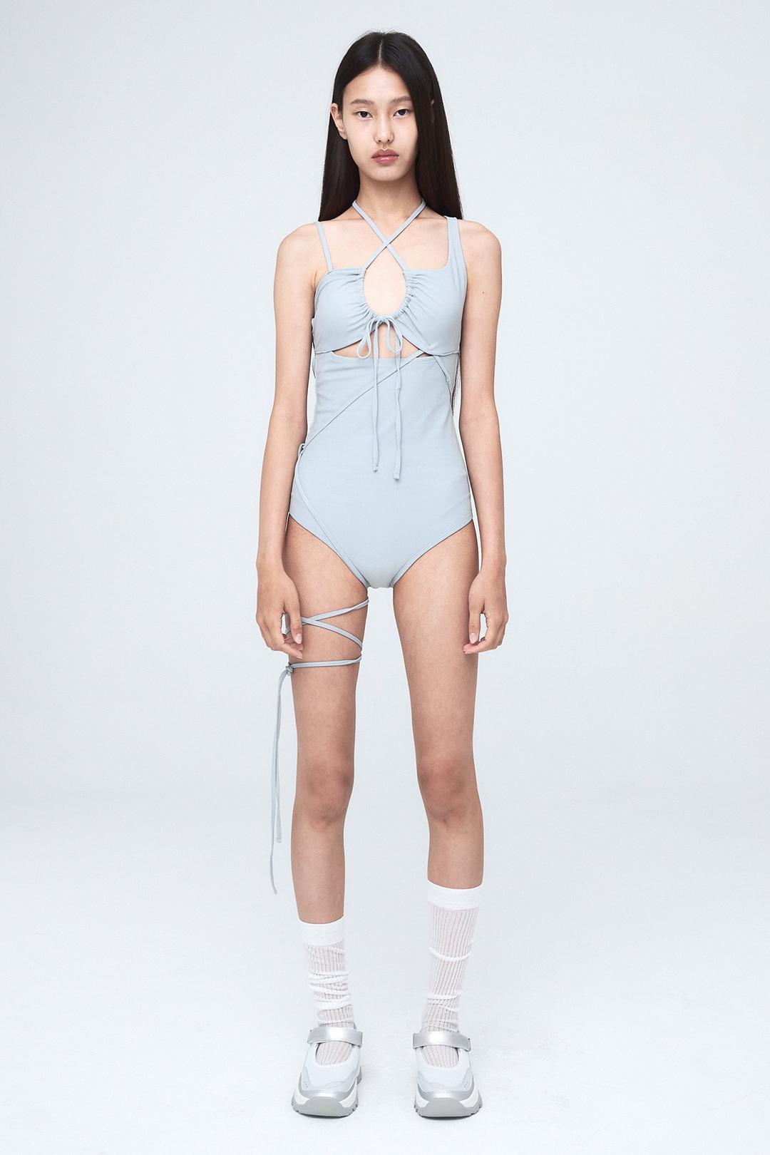 MULTIWAY STRAP SWIM SUIT LIGHT GRAY