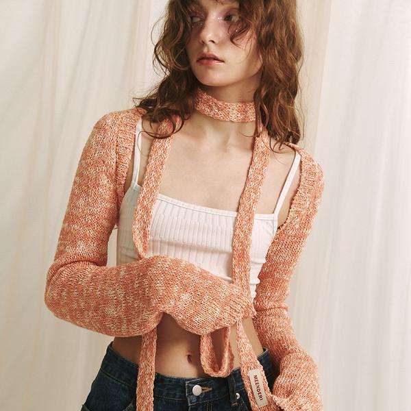 SLUB KNIT LONG SCARF - SALMON (3월 12일 예약발송)