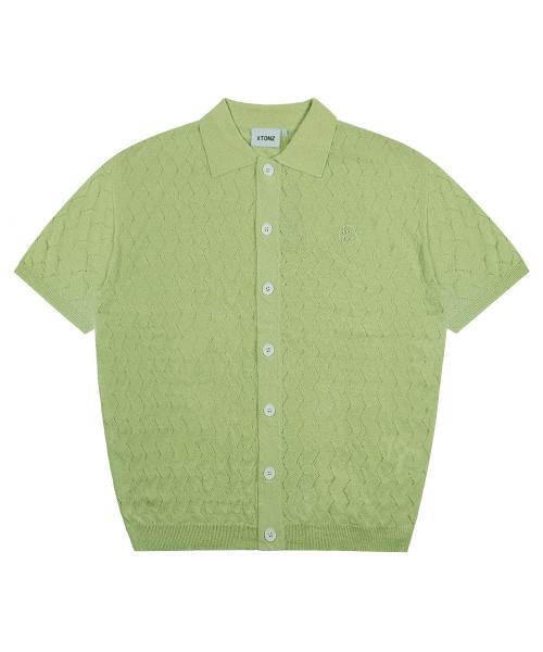 XTK103 레타 펀칭 반팔 니트 가디건 (LIGHT GREEN)