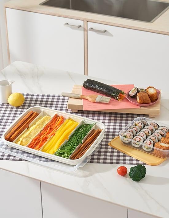 [이지앤프리] 김밥재료보관용기 김밥케이스&도시락용기 세트 5종 (택1)